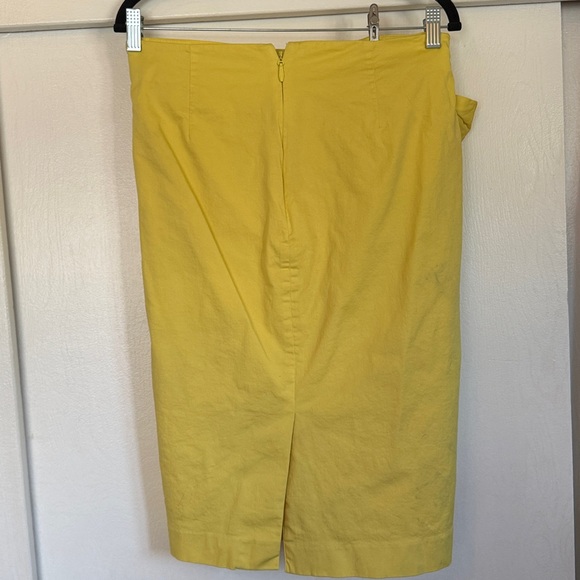 🌼 New York & Company pinup retro Mad Men yellow pencil skirt w/ bow large - Picture 3 of 9